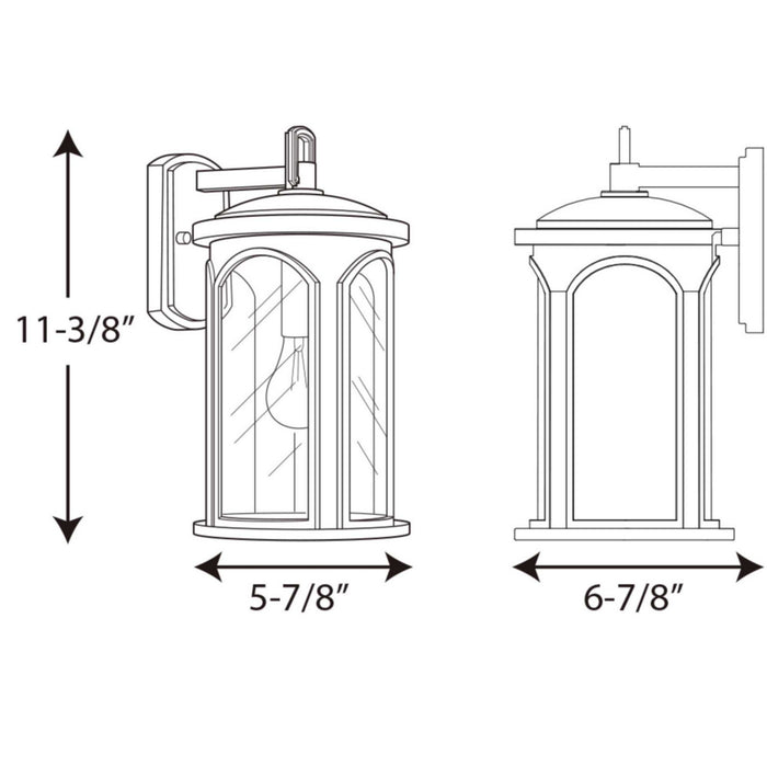 Progress Lighting P560087-020 One Light Wall Lantern, Antique Bronze