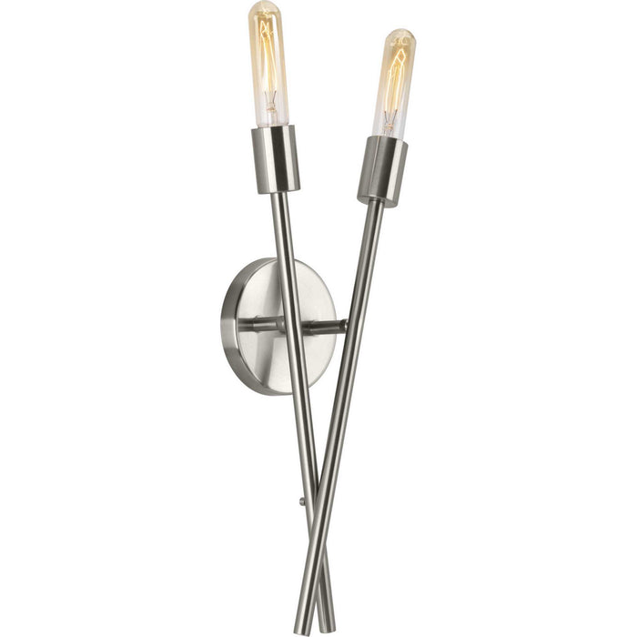 Progress Lighting P710027-009 Two Light Wall Bracket, Brushed Nickel