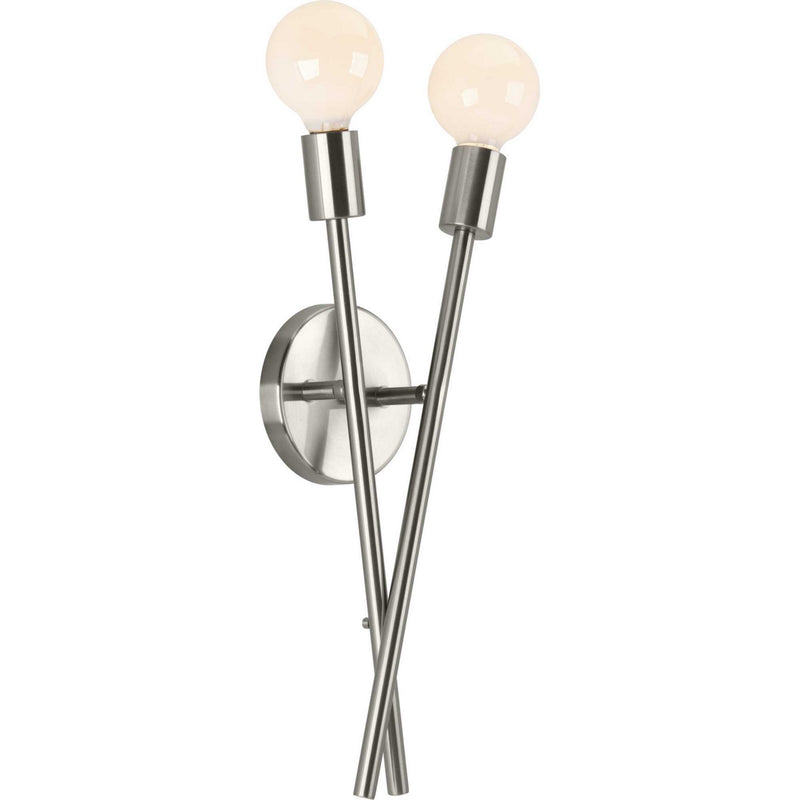 Progress Lighting P710027-009 Two Light Wall Bracket, Brushed Nickel