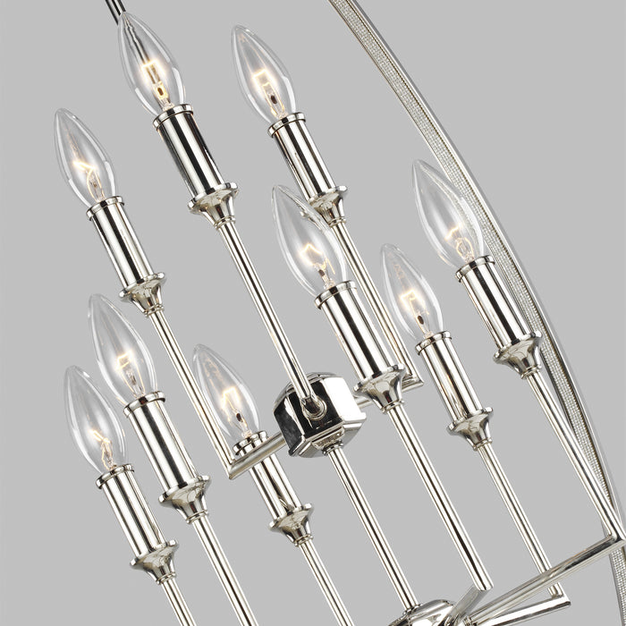 Visual Comfort Studio F3058/9PN Nine Light Chandelier, Polished Nickel