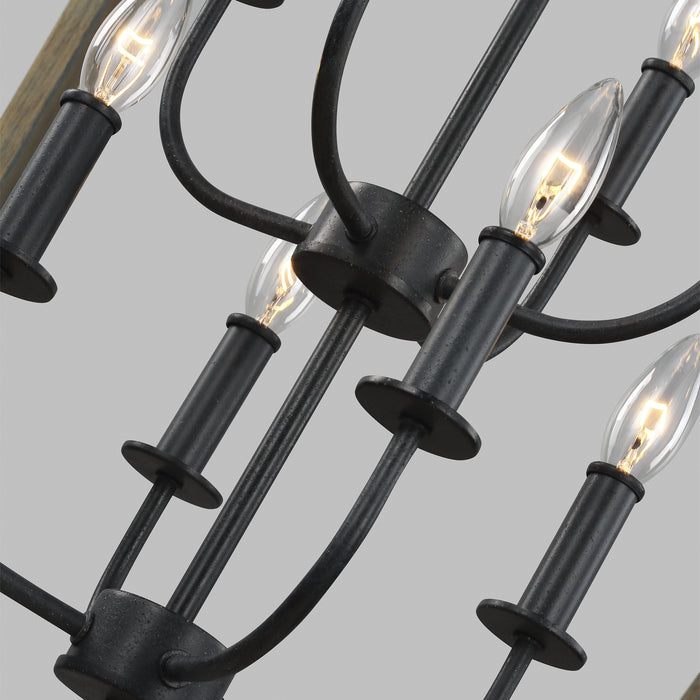 Visual Comfort Studio F3194/8WOW/AF Eight Light Chandelier, Weathered Oak Wood / Antique Forged Iron