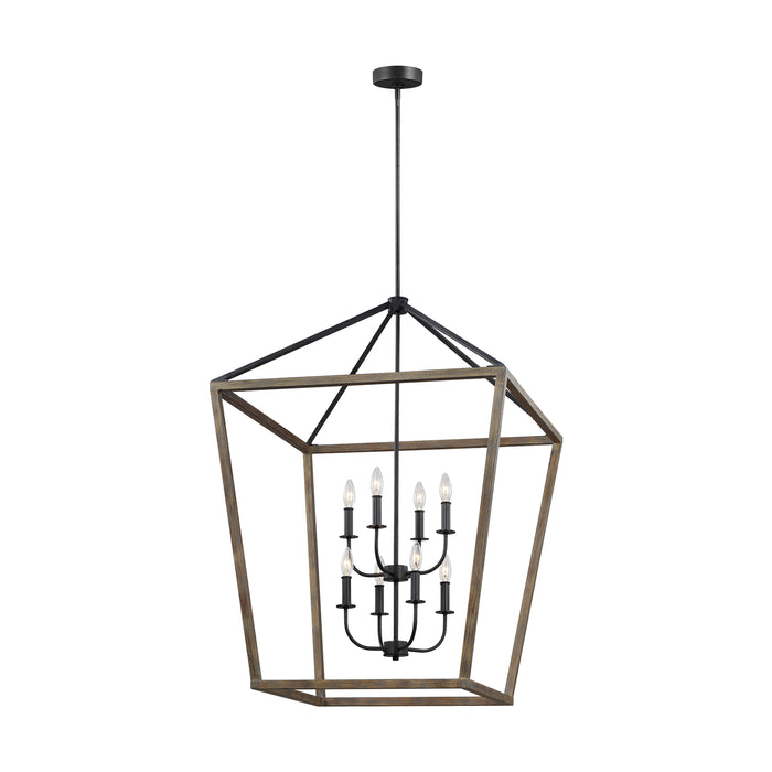 Visual Comfort Studio F3194/8WOW/AF Eight Light Chandelier, Weathered Oak Wood / Antique Forged Iron