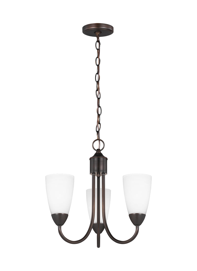 Generation Lighting 3120203-710 Three Light Chandelier, Bronze