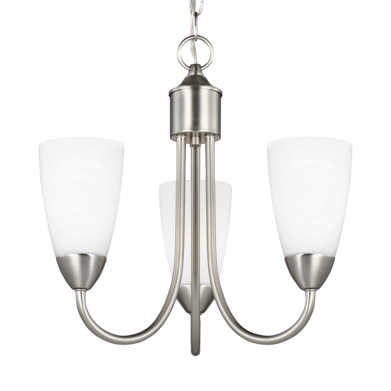 Generation Lighting 3120203EN3-962 Three Light Chandelier, Brushed Nickel
