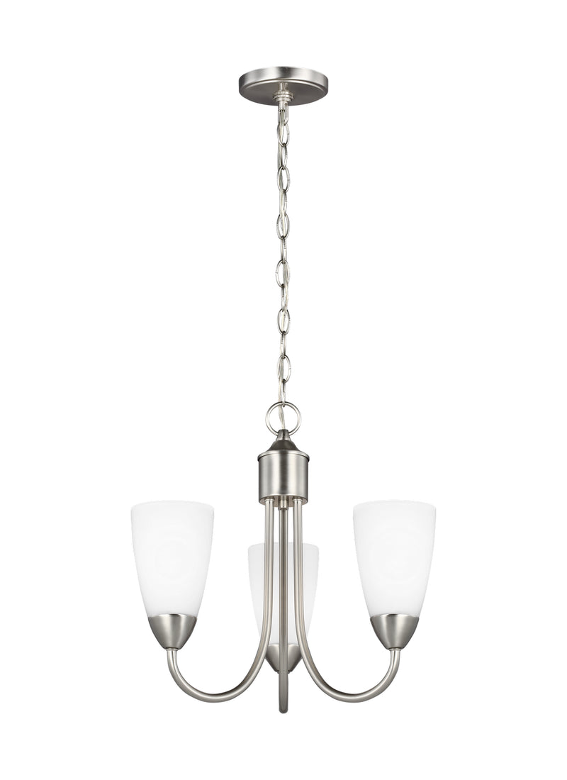 Generation Lighting 3120203EN3-962 Three Light Chandelier, Brushed Nickel