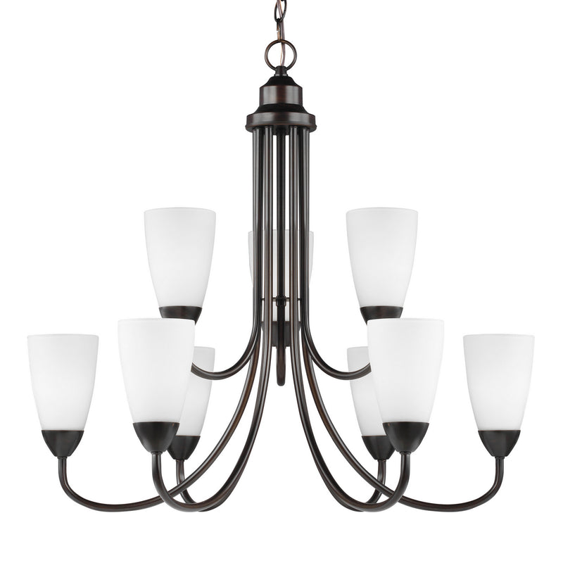 Generation Lighting 3120209-710 Nine Light Chandelier, Bronze