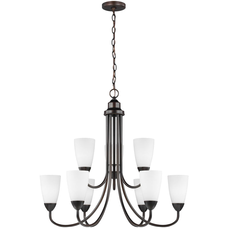 Generation Lighting 3120209-710 Nine Light Chandelier, Bronze