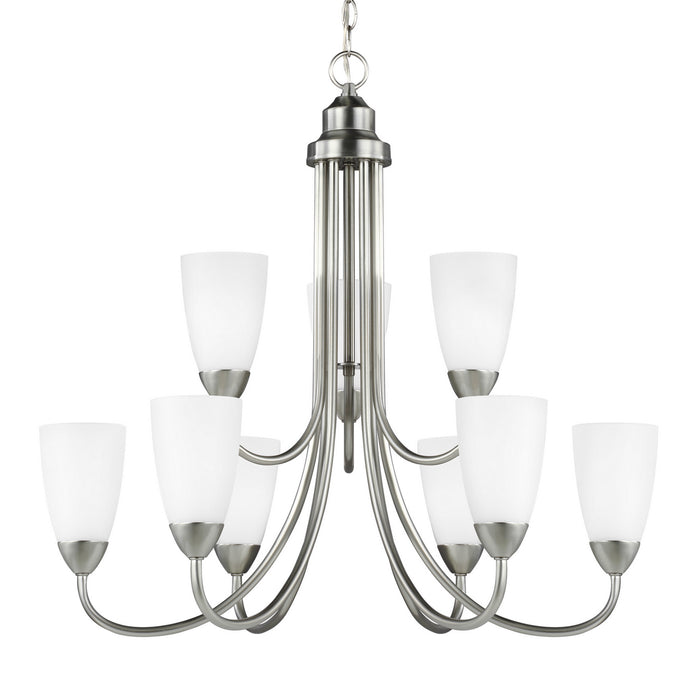 Generation Lighting 3120209-962 Nine Light Chandelier, Brushed Nickel