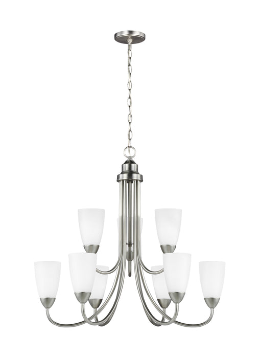 Generation Lighting 3120209-962 Nine Light Chandelier, Brushed Nickel