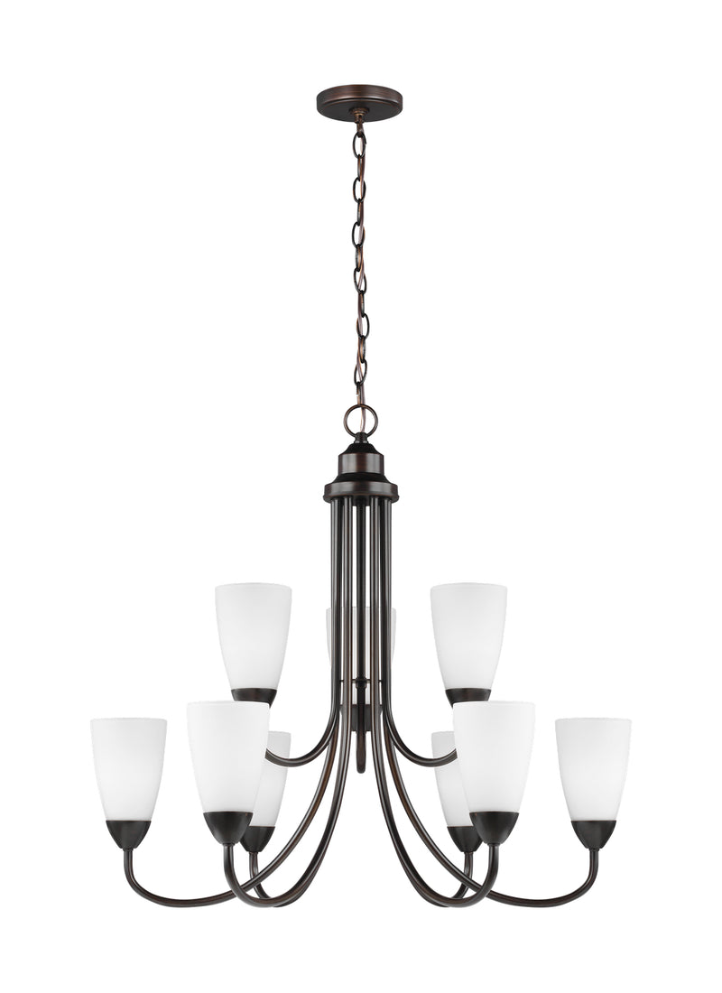 Generation Lighting 3120209EN3-710 Nine Light Chandelier, Bronze