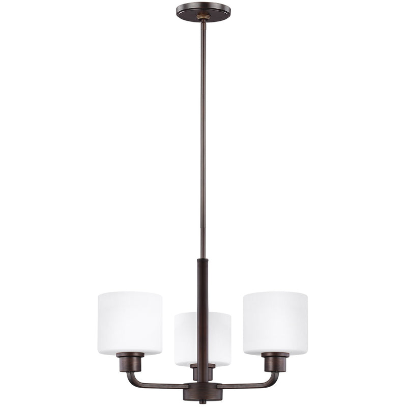 Generation Lighting 3128803EN3-710 Three Light Chandelier, Bronze