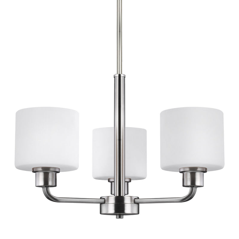 Generation Lighting 3128803EN3-962 Three Light Chandelier, Brushed Nickel