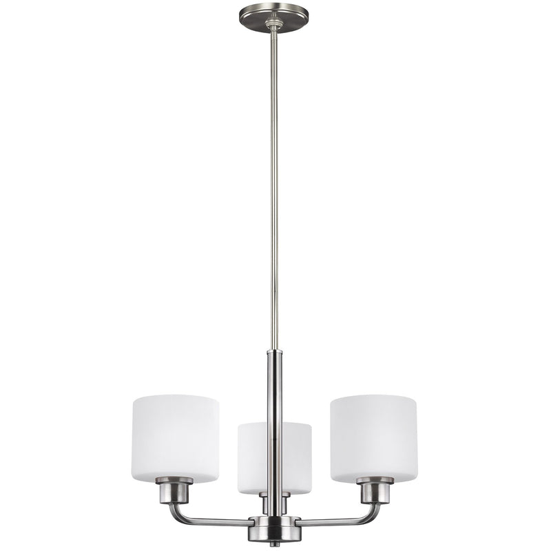 Generation Lighting 3128803EN3-962 Three Light Chandelier, Brushed Nickel