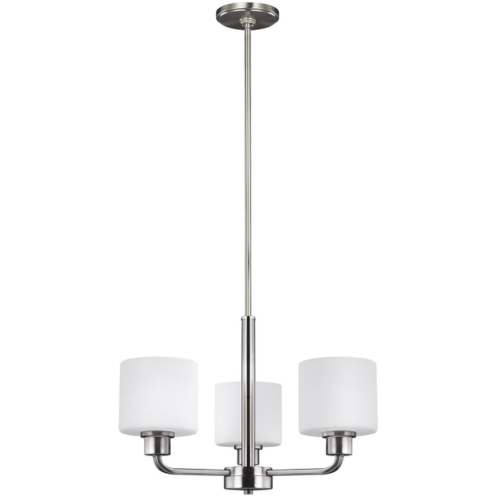 Generation Lighting 3128803EN3-962 Three Light Chandelier, Brushed Nickel