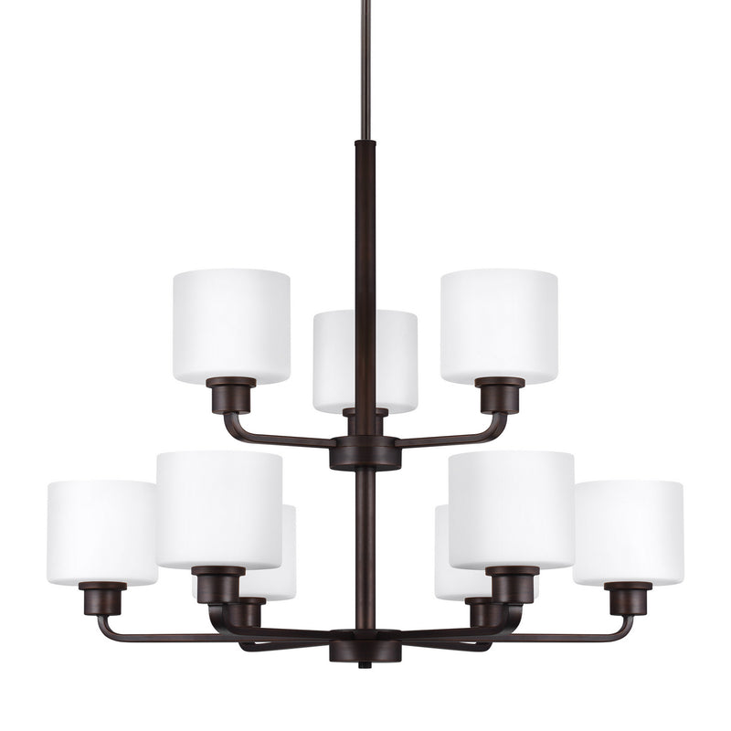 Generation Lighting 3128809-710 Nine Light Chandelier, Bronze