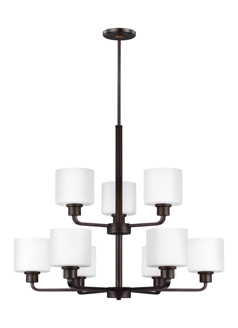 Generation Lighting 3128809-710 Nine Light Chandelier, Bronze