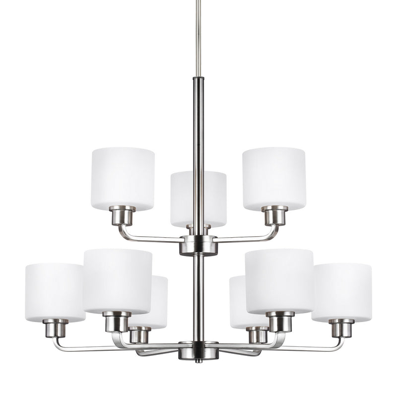 Generation Lighting 3128809-962 Nine Light Chandelier, Brushed Nickel