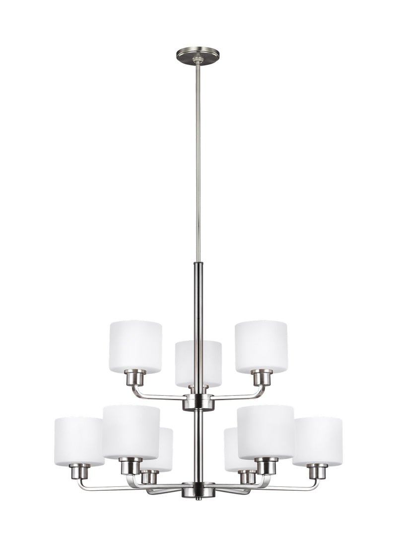 Generation Lighting 3128809-962 Nine Light Chandelier, Brushed Nickel