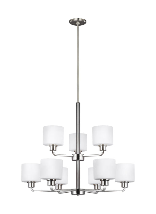 Generation Lighting 3128809-962 Nine Light Chandelier, Brushed Nickel