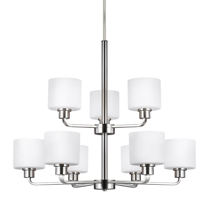 Generation Lighting 3128809EN3-962 Nine Light Chandelier, Brushed Nickel