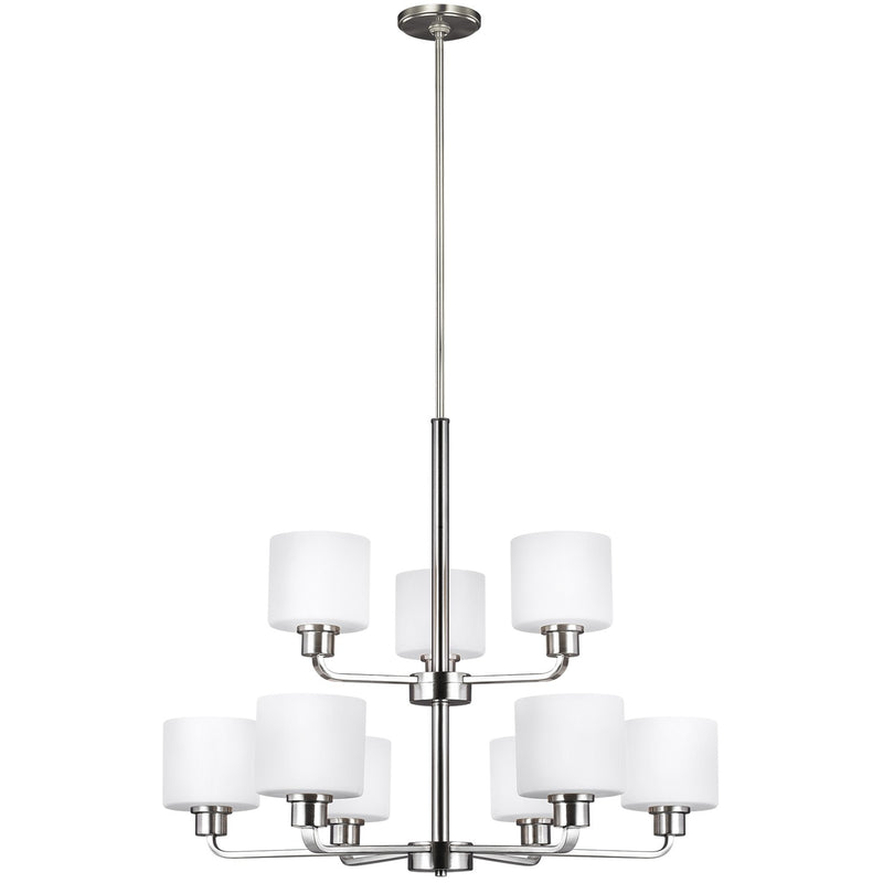 Generation Lighting 3128809EN3-962 Nine Light Chandelier, Brushed Nickel