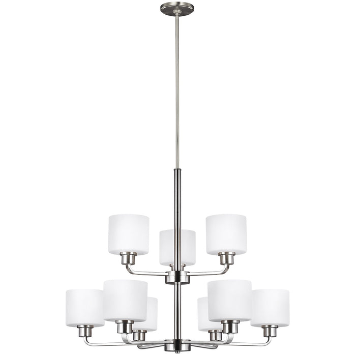 Generation Lighting 3128809EN3-962 Nine Light Chandelier, Brushed Nickel