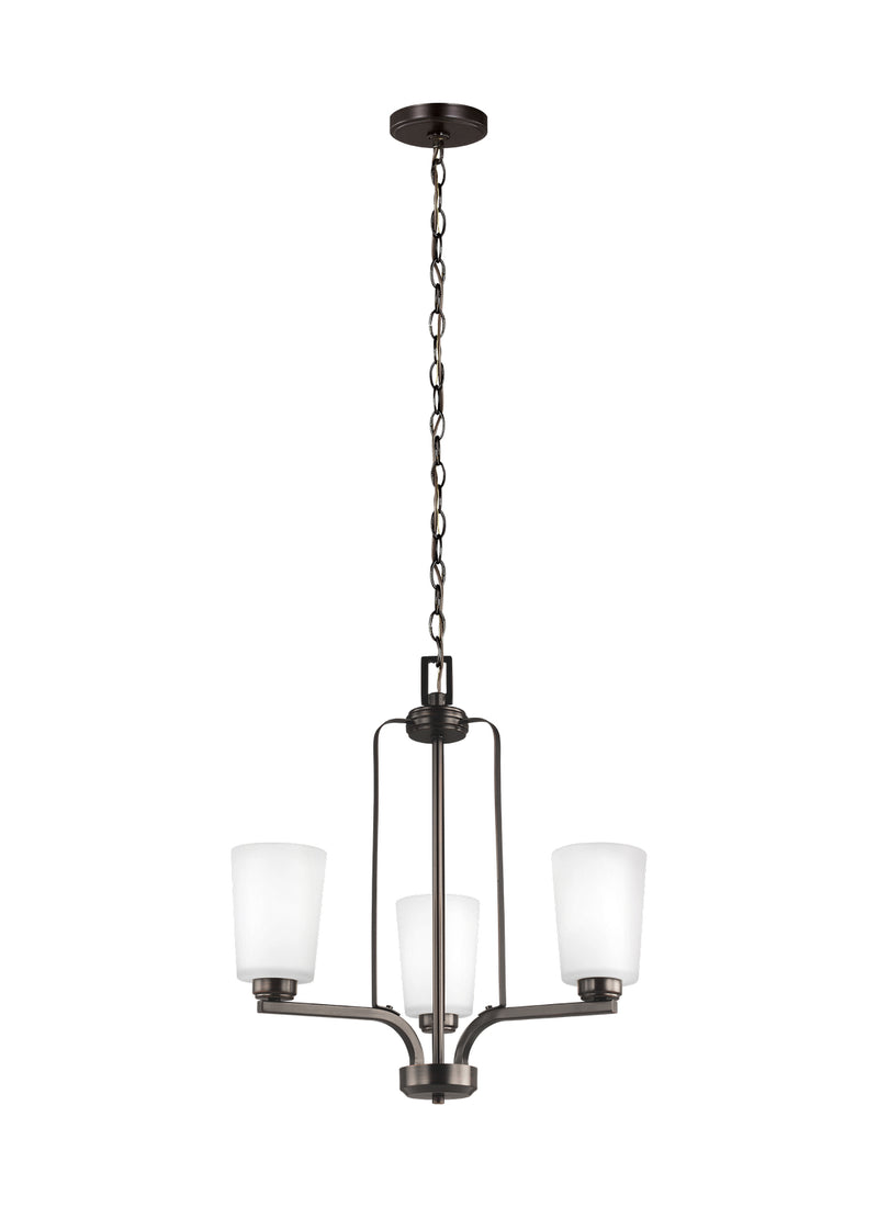 Generation Lighting 3128903-710 Three Light Chandelier, Bronze