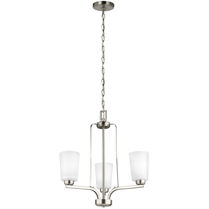 Generation Lighting 3128903-962 Three Light Chandelier, Brushed Nickel