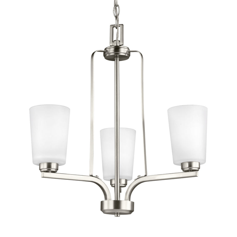 Generation Lighting 3128903EN3-962 Three Light Chandelier, Brushed Nickel