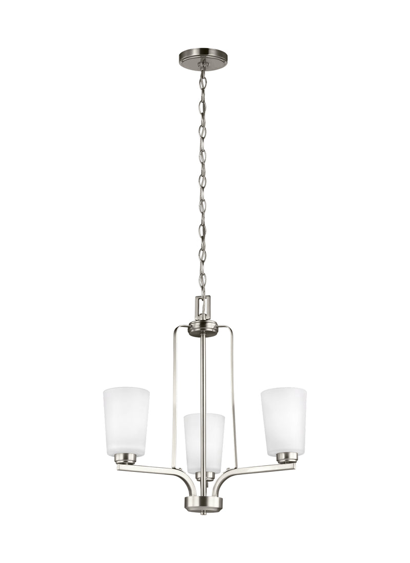 Generation Lighting 3128903EN3-962 Three Light Chandelier, Brushed Nickel