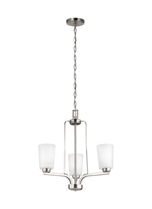 Generation Lighting 3128903EN3-962 Three Light Chandelier, Brushed Nickel