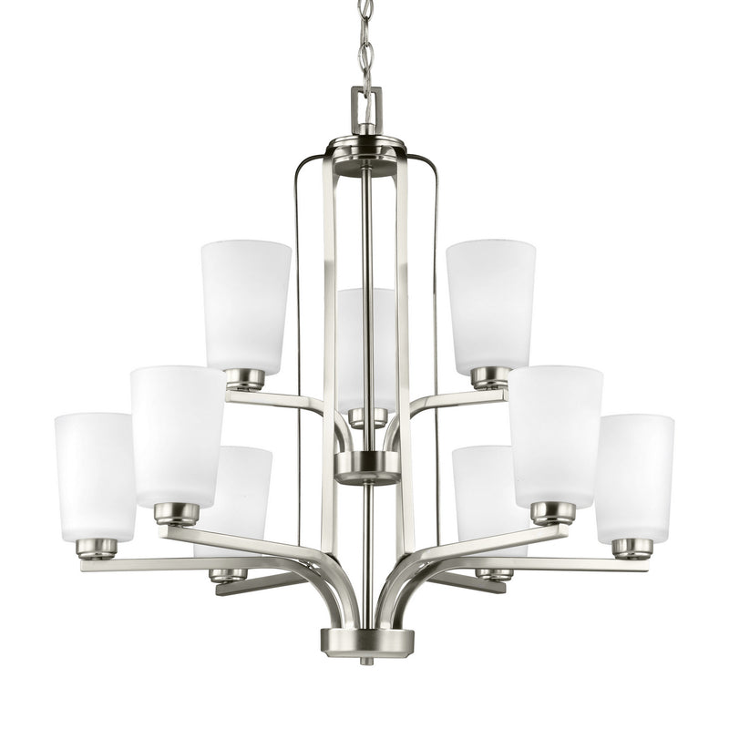 Generation Lighting 3128909-962 Nine Light Chandelier, Brushed Nickel