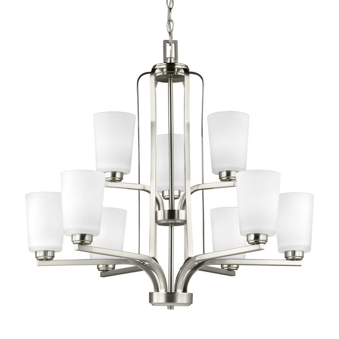 Generation Lighting 3128909-962 Nine Light Chandelier, Brushed Nickel