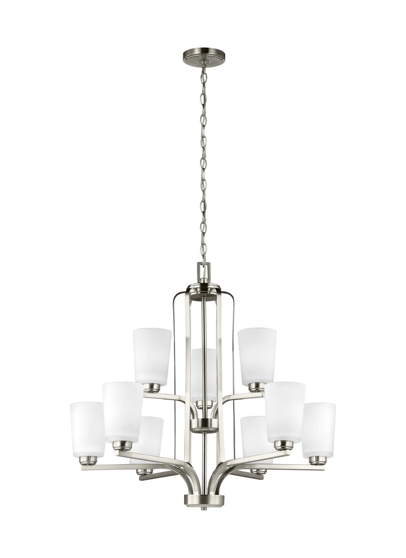 Generation Lighting 3128909-962 Nine Light Chandelier, Brushed Nickel
