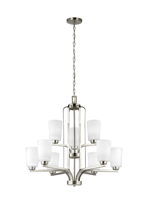 Generation Lighting 3128909-962 Nine Light Chandelier, Brushed Nickel