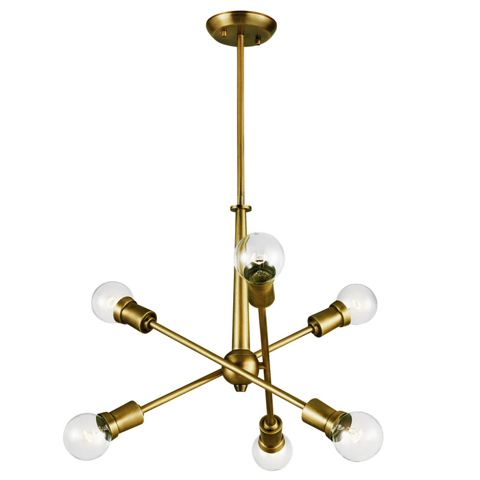 Kichler 43095NBR Six Light Chandelier, Natural Brass