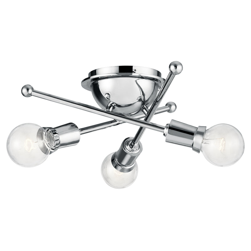 Kichler 43196CH Three Light Flush Mount, Chrome