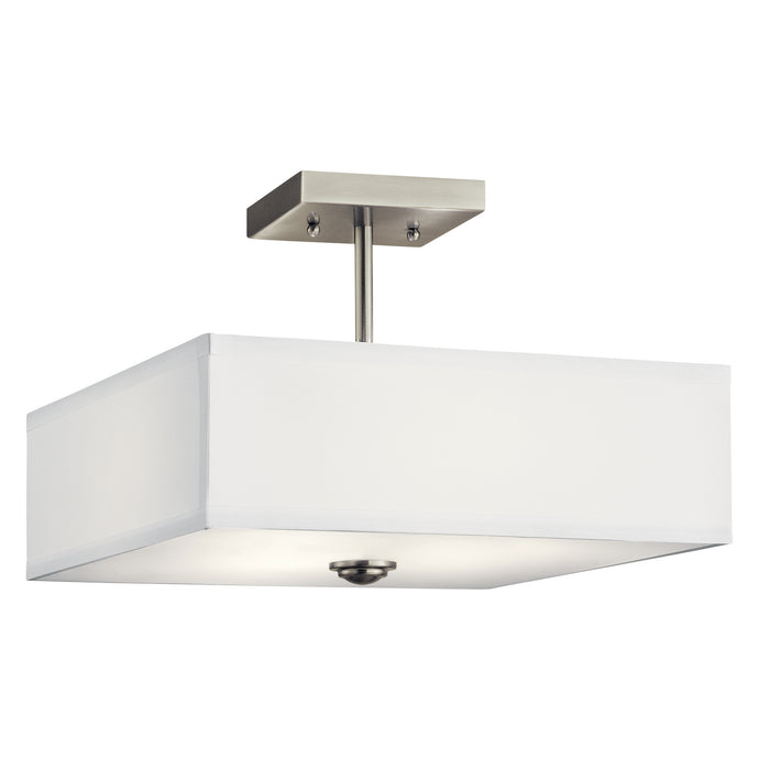 Kichler 43691NI Three Light Semi Flush Mount, Brushed Nickel