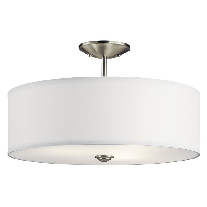 Kichler 43692NI Three Light Semi Flush Mount, Brushed Nickel