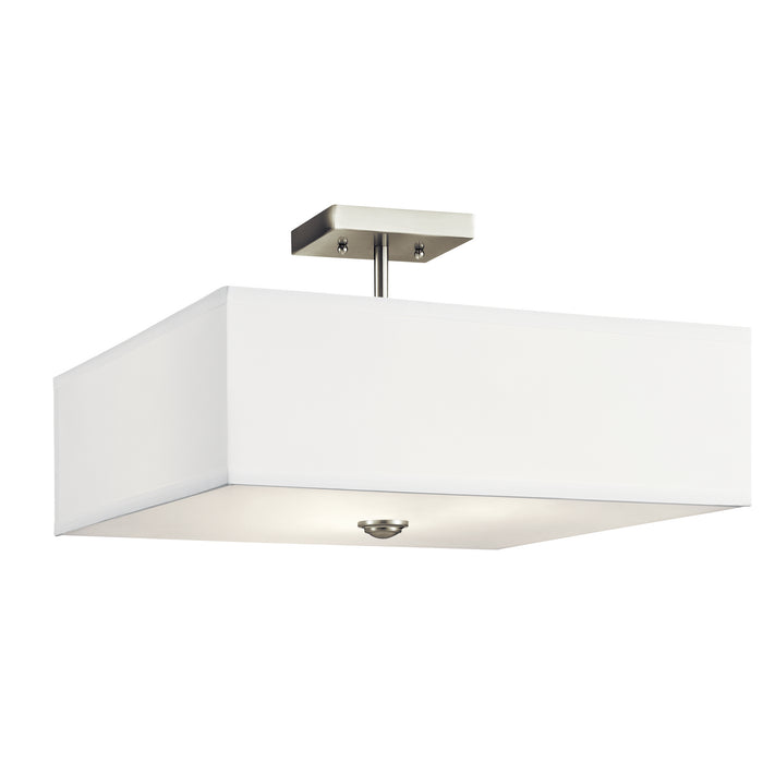 Kichler 43693NI Three Light Semi Flush Mount, Brushed Nickel