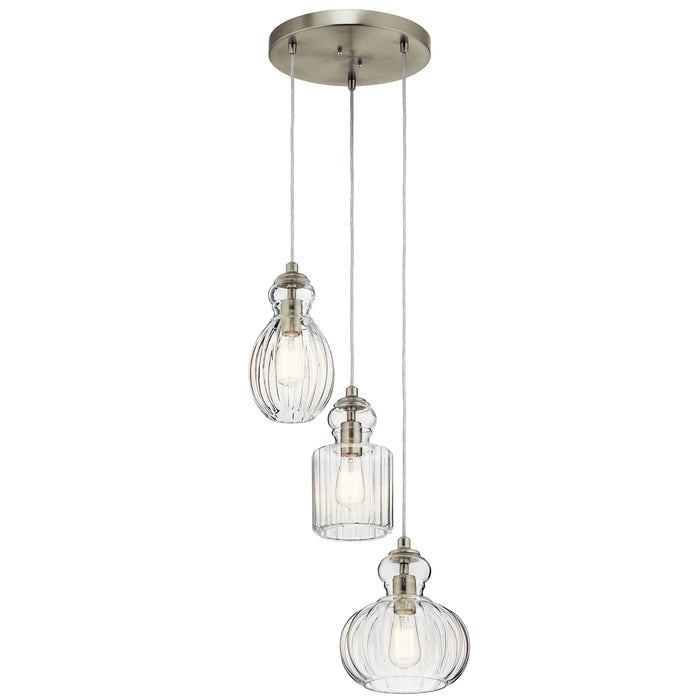 Kichler 43952NI Three Light Pendant, Brushed Nickel