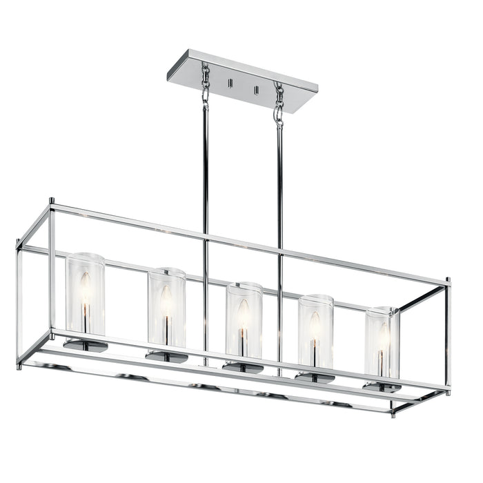 Kichler 43995CH Five Light Linear Chandelier, Chrome