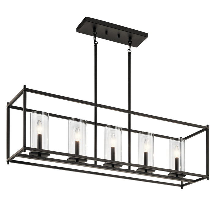 Kichler 43995OZ Five Light Linear Chandelier, Olde Bronze