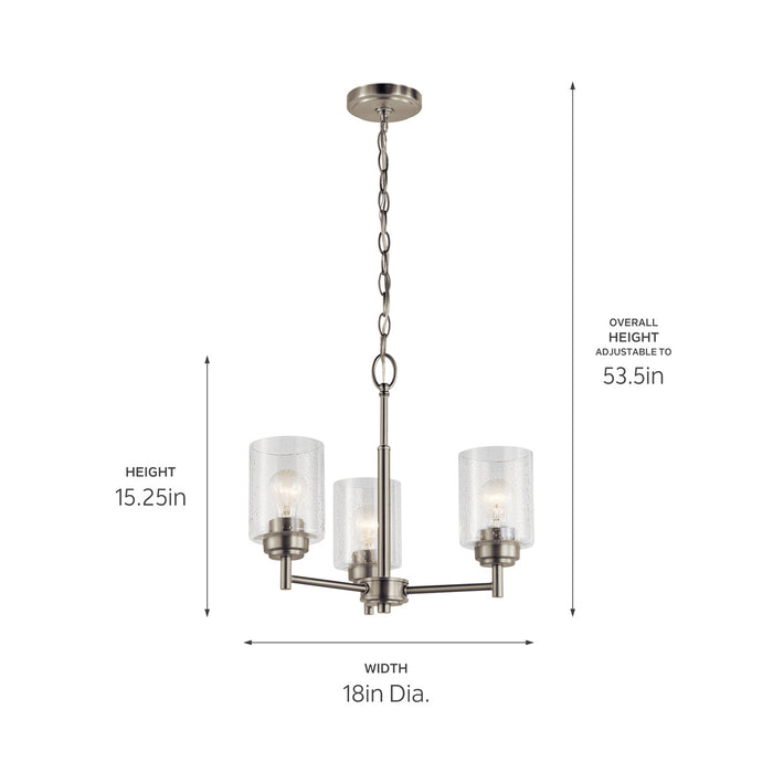 Kichler 44029NI Three Light Mini Chandelier, Brushed Nickel