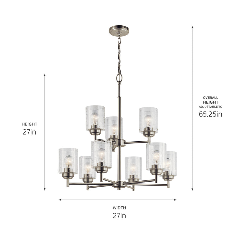 Kichler 44031NI Nine Light Chandelier, Brushed Nickel