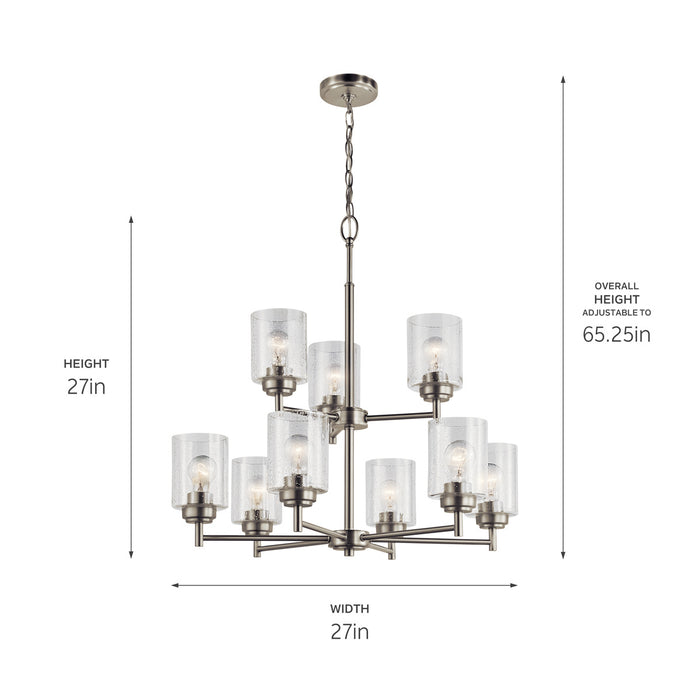 Kichler 44031NI Nine Light Chandelier, Brushed Nickel