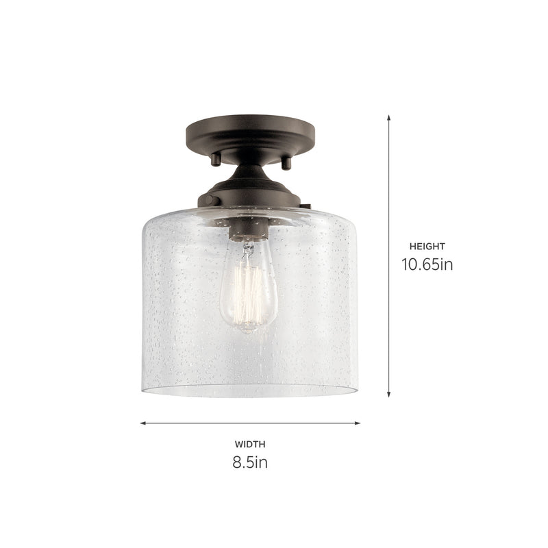 Kichler 44033OZ One Light Semi Flush Mount, Olde Bronze