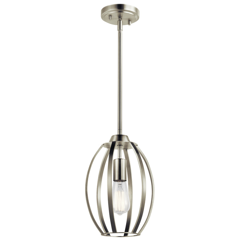 Kichler 44054NI One Light Pendant, Brushed Nickel