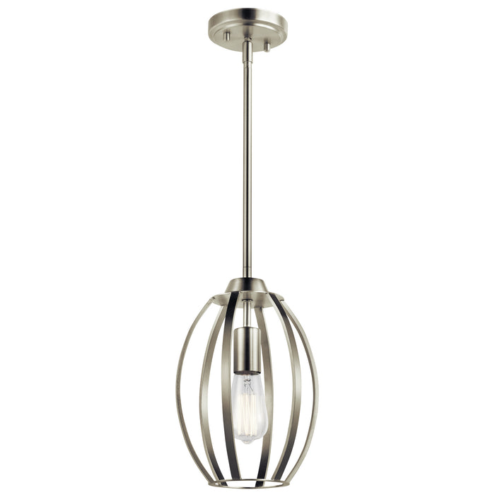 Kichler 44054NI One Light Pendant, Brushed Nickel