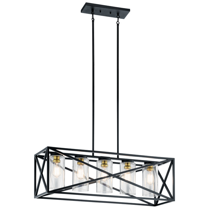 Kichler 44081BK Five Light Linear Chandelier, Black